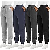 Resinta 4 Pack Boys' Fleece Sweatpants Kids Athletic Jogger Pants with Pockets Drawstring