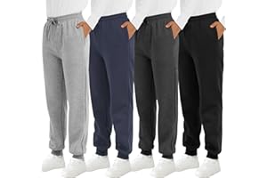 Resinta 4 Pack Boys' Fleece Sweatpants Kids Athletic Jogger Pants with Pockets Drawstring