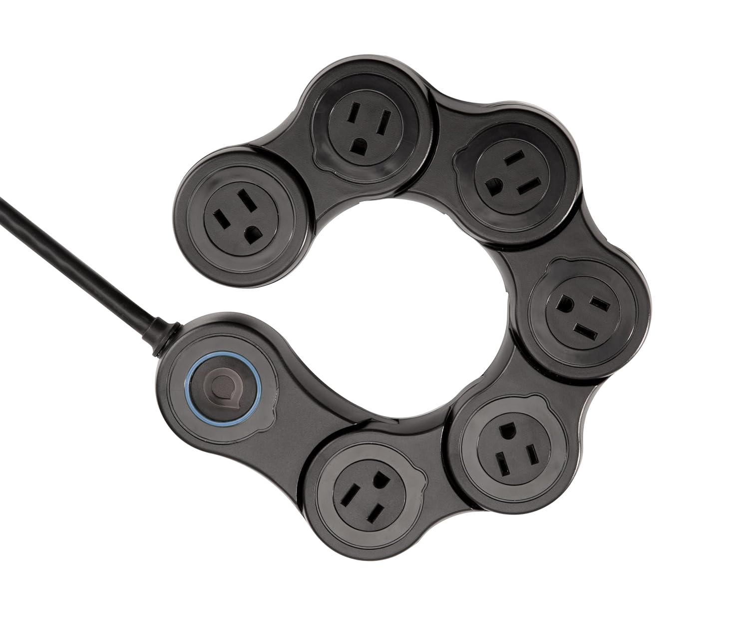 Quirky Pivot Power 6 Outlet Flexible Surge Protector Power Strip (Black)
