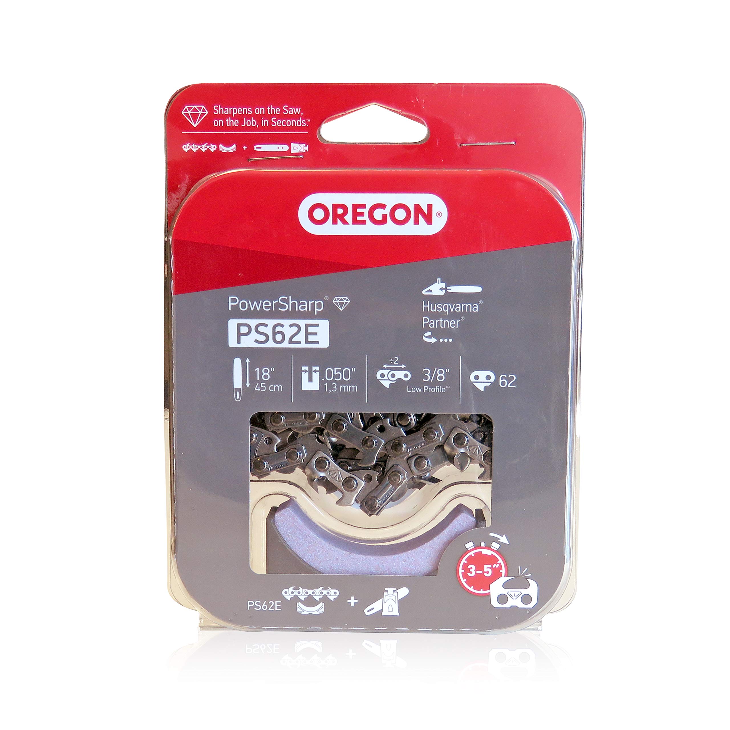 OREGON PS62E 62 Drive Links Powersharp Chainsaw Chain with Sharpening Stone