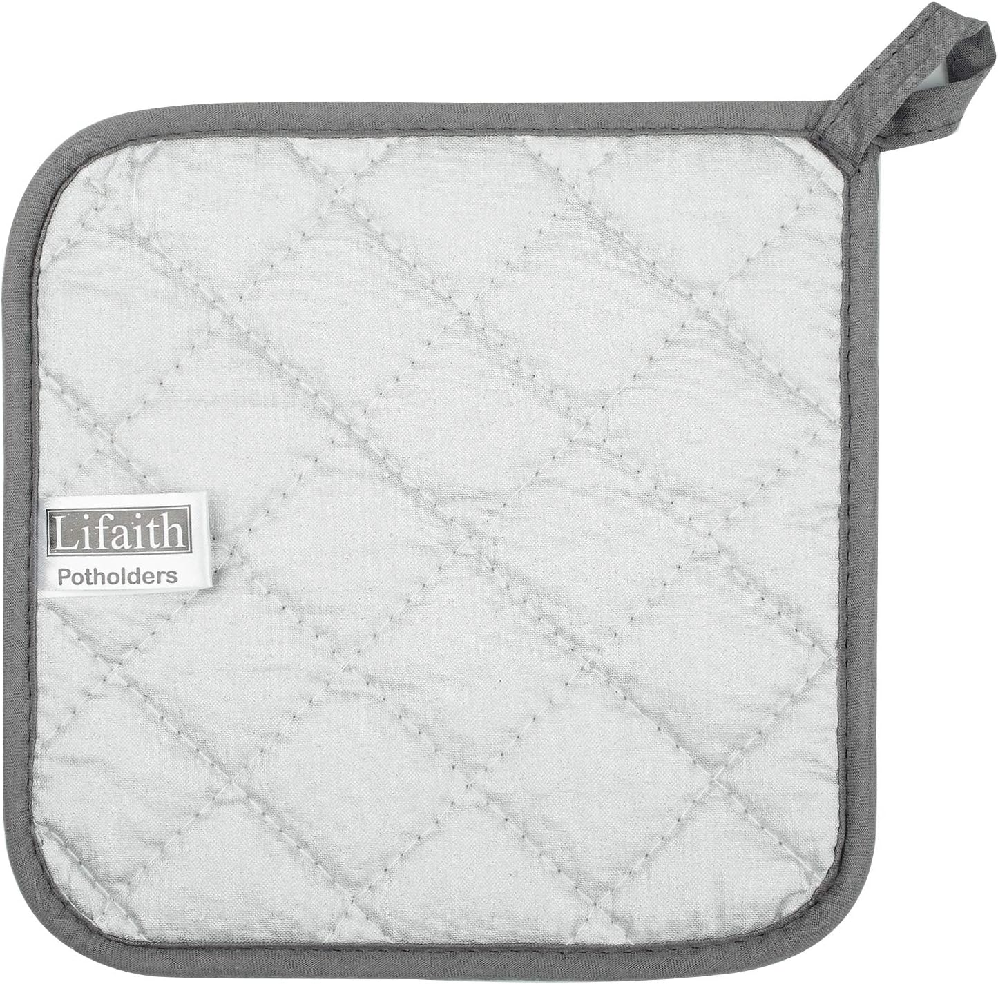 Lifaith 100% Cotton Kitchen Everyday Basic Terry Pot Holder Heat Resistant Coaster Potholder for Cooking and Baking Set of 5 Grey: Home & Kitchen
