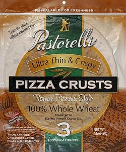 Pastorelli Ultra Thin & Crispy Pizza Crusts 100% Whole Wheat, 3Count (Pack Of 10)