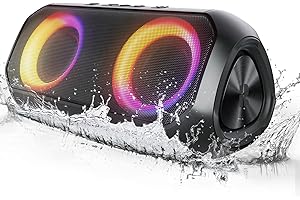 Rythflo Bluetooth Speakers, [Blod Bass & Dynamic Lights] Portable Wireless Speaker with 24W Stereo Sound, TWS Mode, 24Hrs Playtime, IPX6 Waterproof Blue Tooth Speaker
