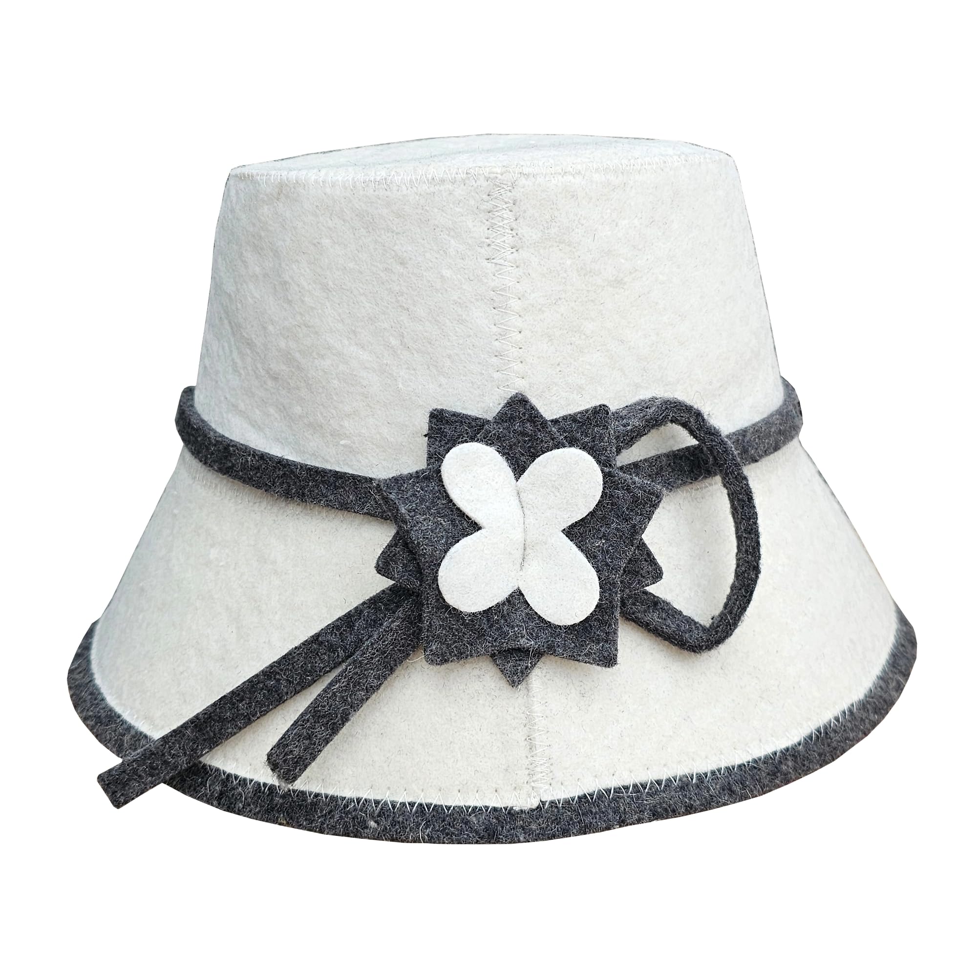 PRINZEPS Sauna Hat Women's Perfect Sauna Hat Made of 100% Wool Felt - Felt Hat Sauna Hat Women with Flower Embroidery - Ideal Sauna Headwear Hat - Gifts for Women