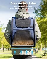 Pecute Cat Carrier Dog Backpack Expandable Portable Breathable Rucksack Blue view 8