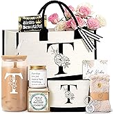 Lepiche Birthday Gifts for Women, Monogrammed Initial Gift for Teacher Wife Mom, Tote Bag