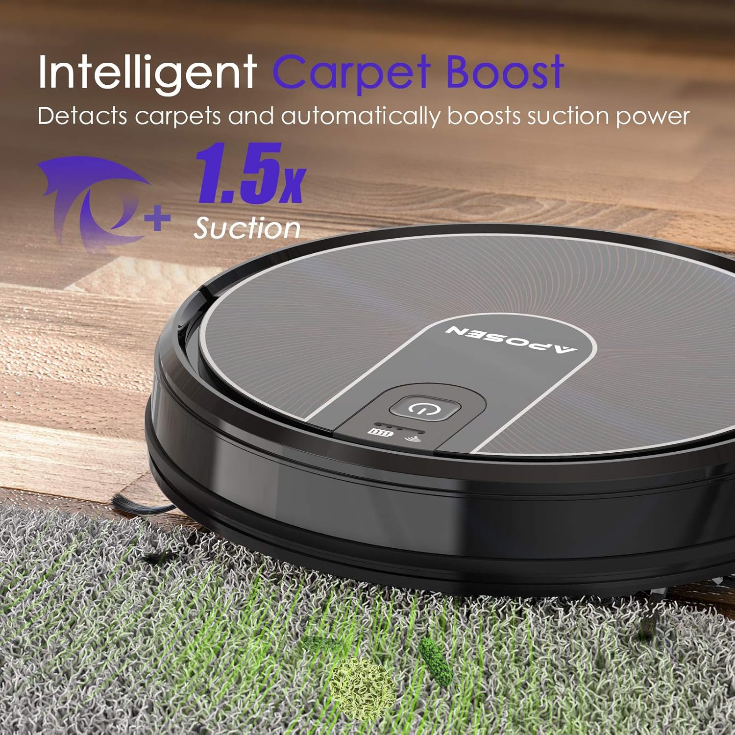 APOSEN Robot Vacuum, Smart WiFi Mapping Robot Vacuum Cleaner, 2200Pa Strong Suction But Quiet Robotic Vacuum Cleaner with Self Charging, Ideal for Pet Hair, Carpet, Hard Floor -