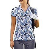 PINSPARK Womens Golf Shirt Short Sleeve Polo Shirts Quick Dry Tennis Tops V-Neck with Collar Pickleball Shirts Golf Outfits
