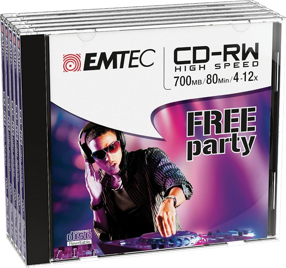 EMTEC 700MB CD DVD Rewritable Disc Jewel Case Archiving Data Backup 1000X