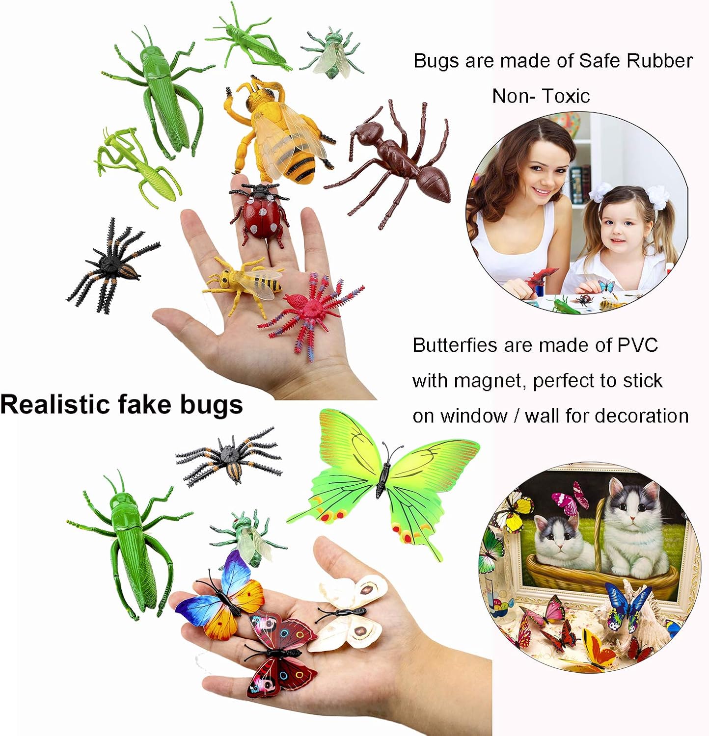OOTSR 39 Pieces Plastic Realistic Insects and Butterfly Spider Bat for Children for Education Halloween, Toy Themes, Parties - Image 5