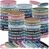 Minatee 60 Pcs Religious Silicone Bracelets Bulk Bible Verse Bracelet Motivational Christian Rubber Bracelets Jesus Wristbands Inspirational Gifts for Men Women(Classic Colors)