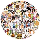 110Pcs Bobs Burgers Stickers Cool Cartoon Movie Stickers, Vinyl Waterproof Sticker for Laptop, Guitar, Water Bottle, Birthday Gifts for Girls, Kids, Teens (Bobs Burgers)