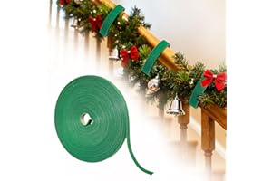VASZU Christmas Holiday Garland Ties Hook and Loop Decorative Wreath 50FT Roll Cuttable Nylon Cable Straps for Christmas Halloween Banister, Railings, Stairs or Lamp Posts Outdoors Decoration(Green)