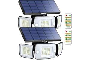 intelamp Solar Flood Lights Outdoor Waterproof, 6000mAh 1200LM Solar Powered Dual Motion Sensor LED Lighting Dusk to Dawn Security Floodlight Exterior with Remote for Outside Garden House Patio