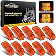 Partsam 10x 6 Rectangle Amber Led Side Marker and Clearance Trailer Lights 21LED w Reflectors Waterproof Sealed Rectangular Led trailer lights Turn Signal and Parking Lights 3 Wires Surface Mount
