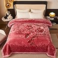 MODUSKYE Heavy Korean Mink Blanket, 5.5LB 2 Flowers Thickness Winter Blanket 59 * 78inch Plush Double-Layer Ultra Soft Weighted Blankets for Bed(Tipsy Pink)
