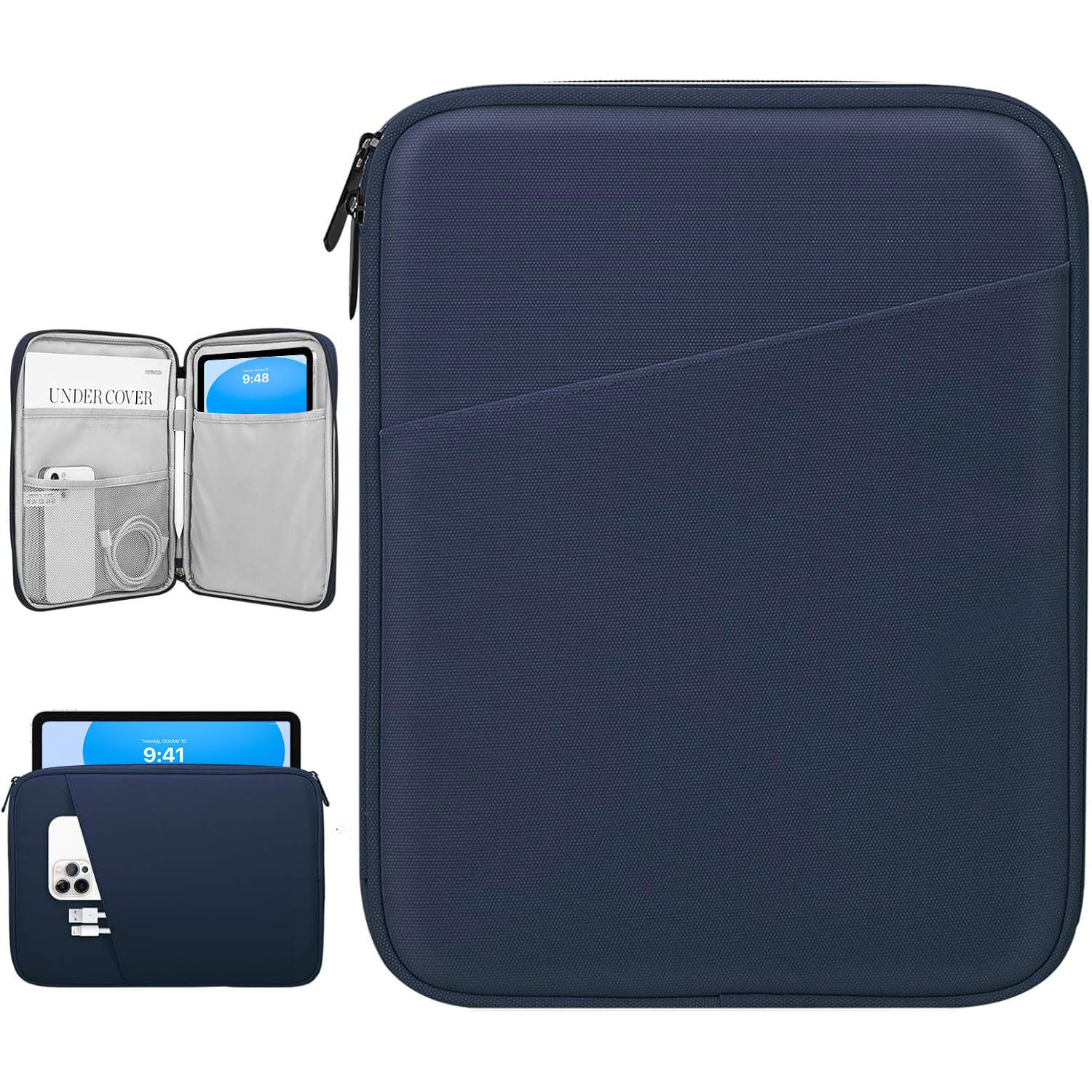 Dadanism 9-11 Inch Tablet Sleeve Bag Carrying Case for iPad (A16) 11th Gen 11", iPad 10th Gen 10.9" Air 5/4, i-Pad Air/Pro 11", i-Pad 9/8/7th, Galaxy Tab A9+ Plus 11", reMarkable 2 10.3", Indigo