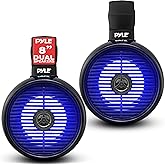 Pyle 8" Marine Wakeboard Waterproof Speaker - Single 2-Way Mini Box Speaker System with Built-in LED Lights, 8” Woofer, ABS Construction, Waterproof, Boats and Outdoor Use, Mounting Bracket Included