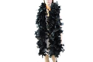 Flydreamfeathers 150 Gram Turkey Flat Large Feather Boa, Good for Party， Dress Up， Halloween Costume， Decoration