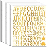 10 Sheets Gold Letter Stickers, Glitter Alphabet Stickers (Gold, 1 Inch) | 920 Pcs Gothic Style Letter Number,Vinyl Waterproof Self-Adhesive, for Scrapbook,DIY Craft,Water Bottles,Graduation Cap Decor