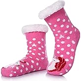 TRUEHAN Kids Girls Boys Slipper Socks Soft Thick Cozy Fuzzy Animal Anti-Slip Winter Thermal Christmas Socks Indoor