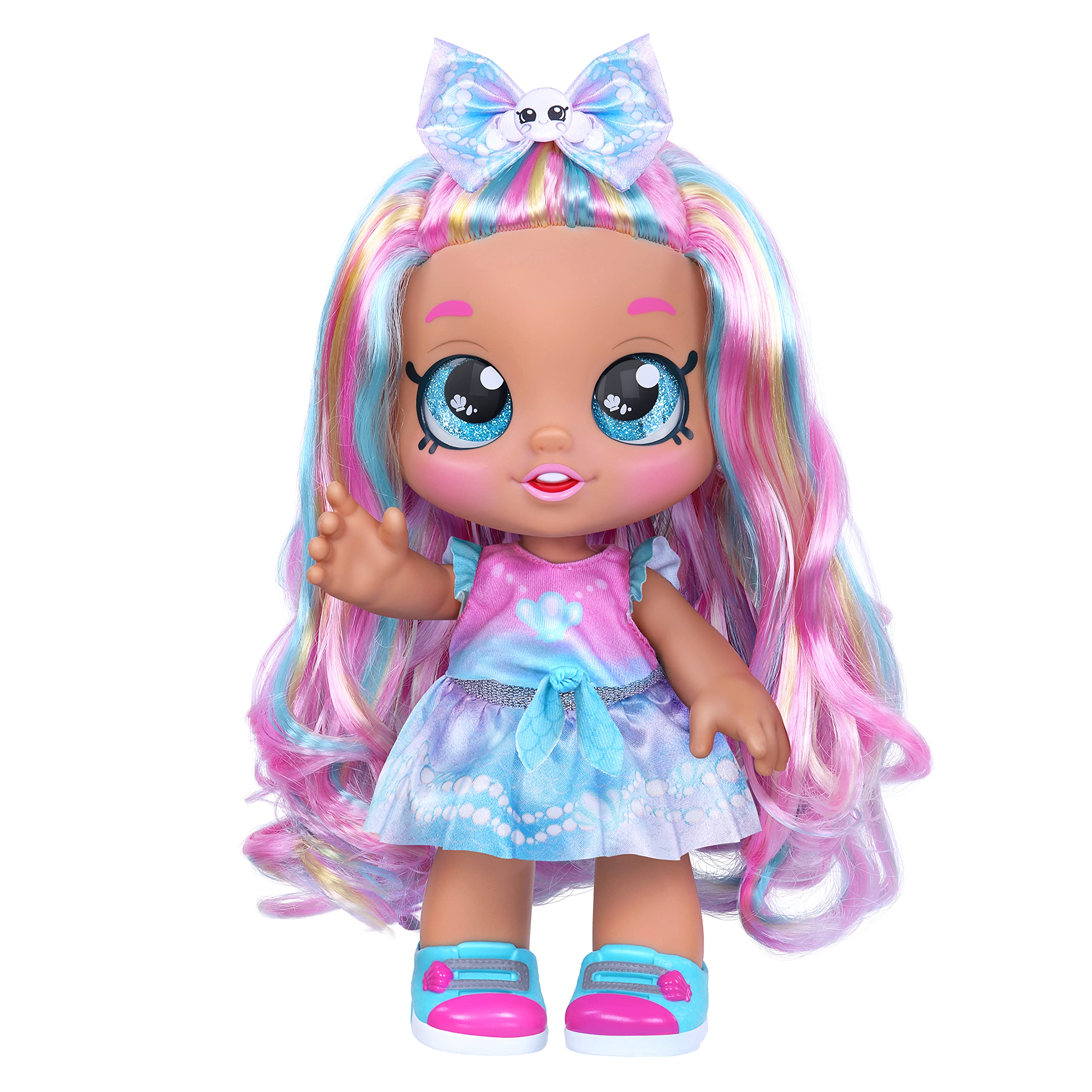Kindi Kids Pearlina Summer Ice Cream Scented Big Sister Official 10 Inch Toddler Doll with Bobble Head, Big Glitter Eyes, Changeable Clothes and Removable Shoes