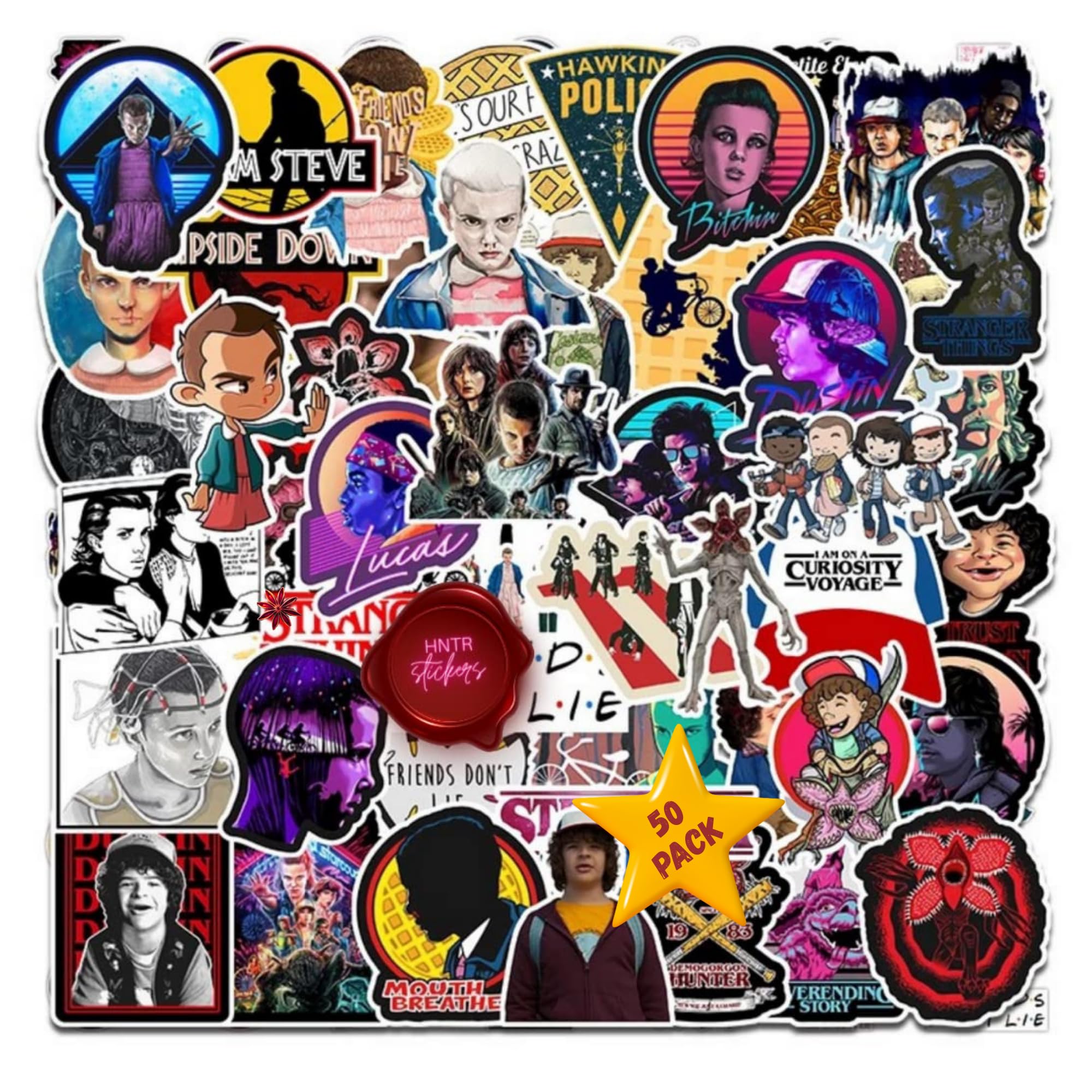 HNTR® Things Stickers | 50 Strange Aesthetic Stickers for Adults & Teens | Retro Mystery & Sci-Fi Style Vinyl Stickers for Laptops, Bottles & Scrapbooks