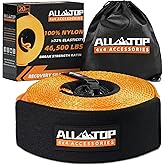 ALL-TOP Recovery Snatch Strap, 4in x 20ft - 46500Lbs, Extreme Duty 100% Nylon Kinetic Towing Recovery Strap with 22% Elongation & Reinforced Loops