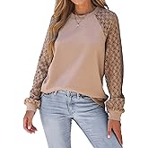 CUPSHE Blouse for Women Long Sleeve Lace Crewneck Shirts Fall Cute Solid Color Business Tunic Clothes