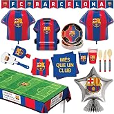 Barcelona FC Official Party Supply Set, 77-Piece Football Decoration Kit with Balloons and Tableware, Serves 6 Guests, for Birthday and Match Day Celebrations