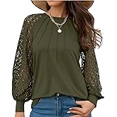ViShawtek Women's Tops Long Sleeve Lace Shirts Dressy Business Casual Blouses Soft and Comfortable Fall Clothes