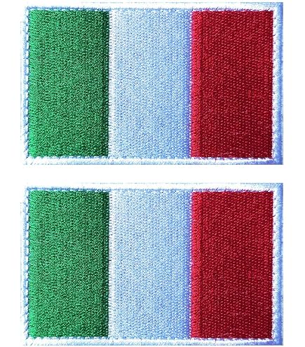 2 Pieces Italy Shield Flag Patch Embroidered Applique Iron On