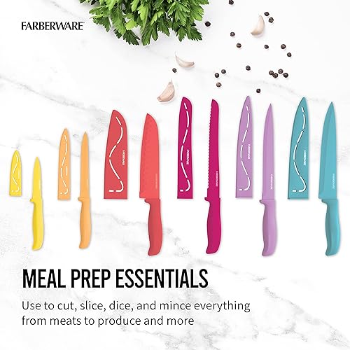 Farberware 12 Piece Aqua Cutlery Set Stainless Blades Ergonomic Handles