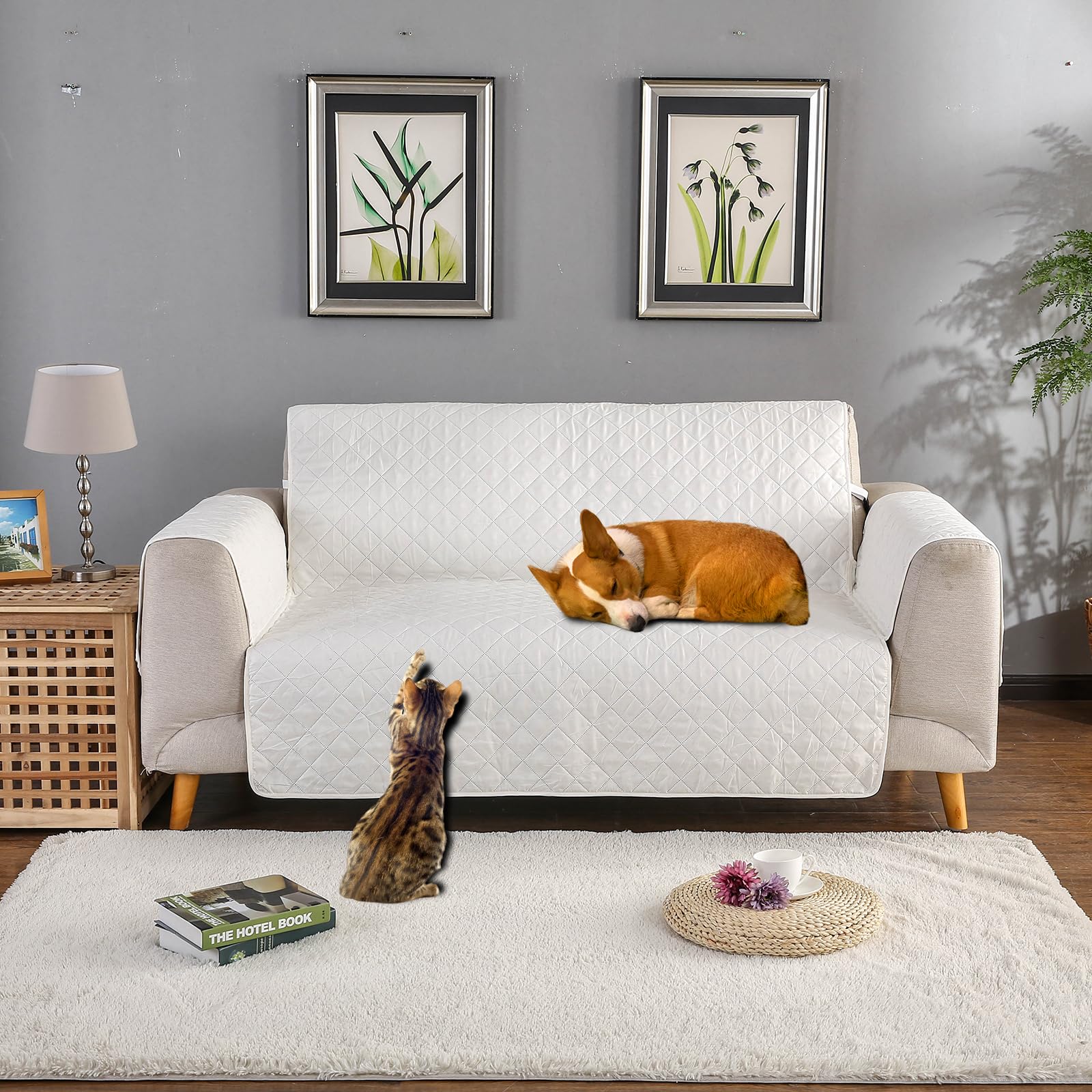 PETCUTE Sofa Cover 3 seater Quilted Sofa Slipcovers Anti Slip Sofa Protector Mordern couch recliner covers