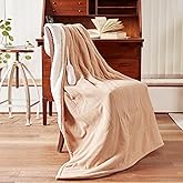 Aheadpret Heated Blanket-Electric Blanket 50"x60" Soft Heated Throw Blanket with 5 Heating Levels & 3 Hours auto-Off,Machine Washable(Almond)