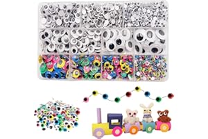 CYLHCM 1500PCS Multi Colors Wiggle Googly Eyes with Self-Adhesive ，Self Adhesive Googly Wiggle Eyes for DIY，5mm 6mm 8mm 10mm 12mm 15mm 18mm Craft Sticker Eyes