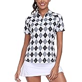 MoFiz Women's Golf Polo Shirt Short Sleeve Collared 1/4 Zip Athletic Tennis Shirt Quick-Dry Lightweight Summer Casual Tops
