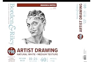 Borden & Riley 18" x 24" #116 Artist Drawing/Sketch Vellum Pad, 90 lb, 40 White Sheets, 1 Pad Each (116P182440)