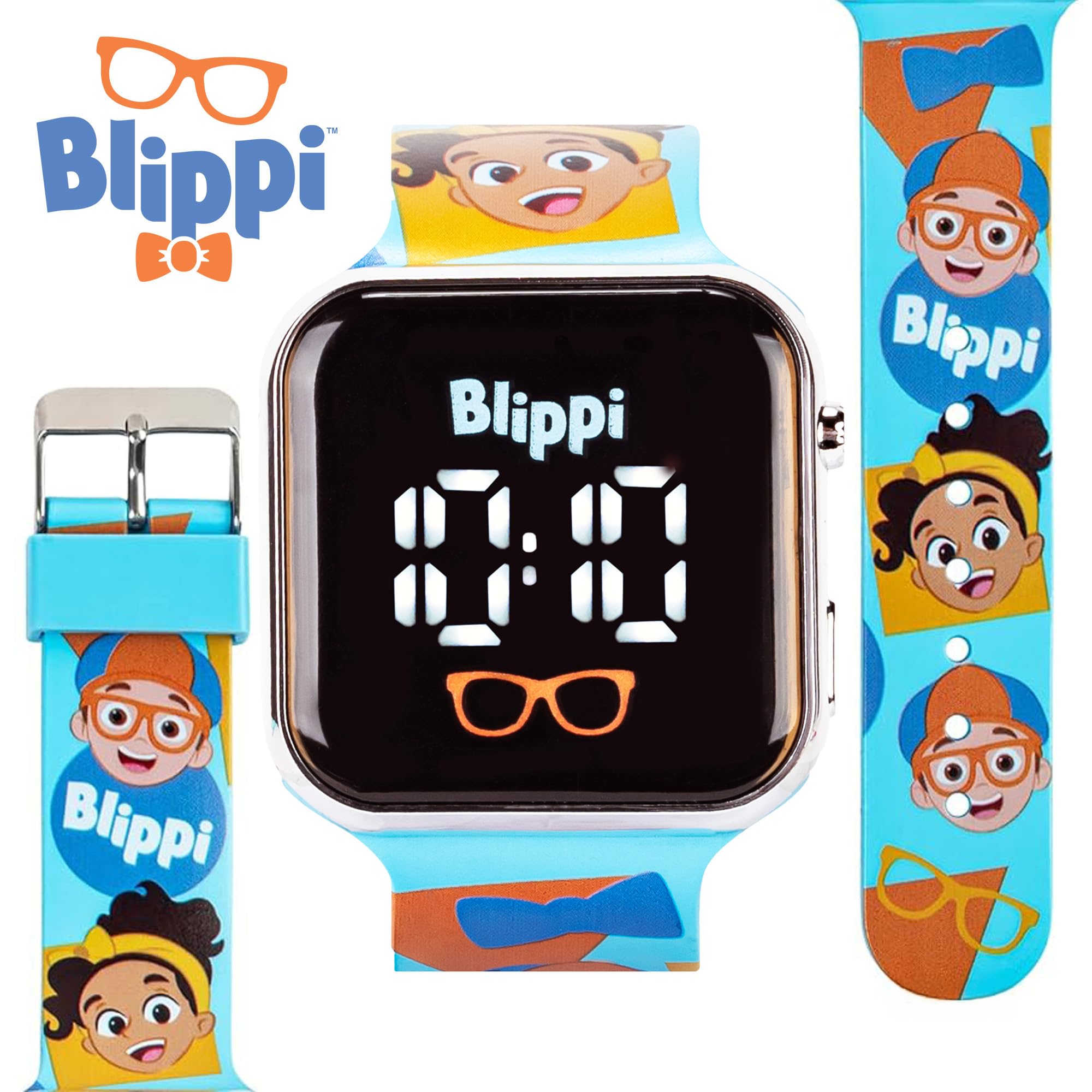 Accutime Blippi Kids LED Watch – Interactive Teaching Tool with Fun LED Lights, Durable Blue Strap, Educational Screen Time