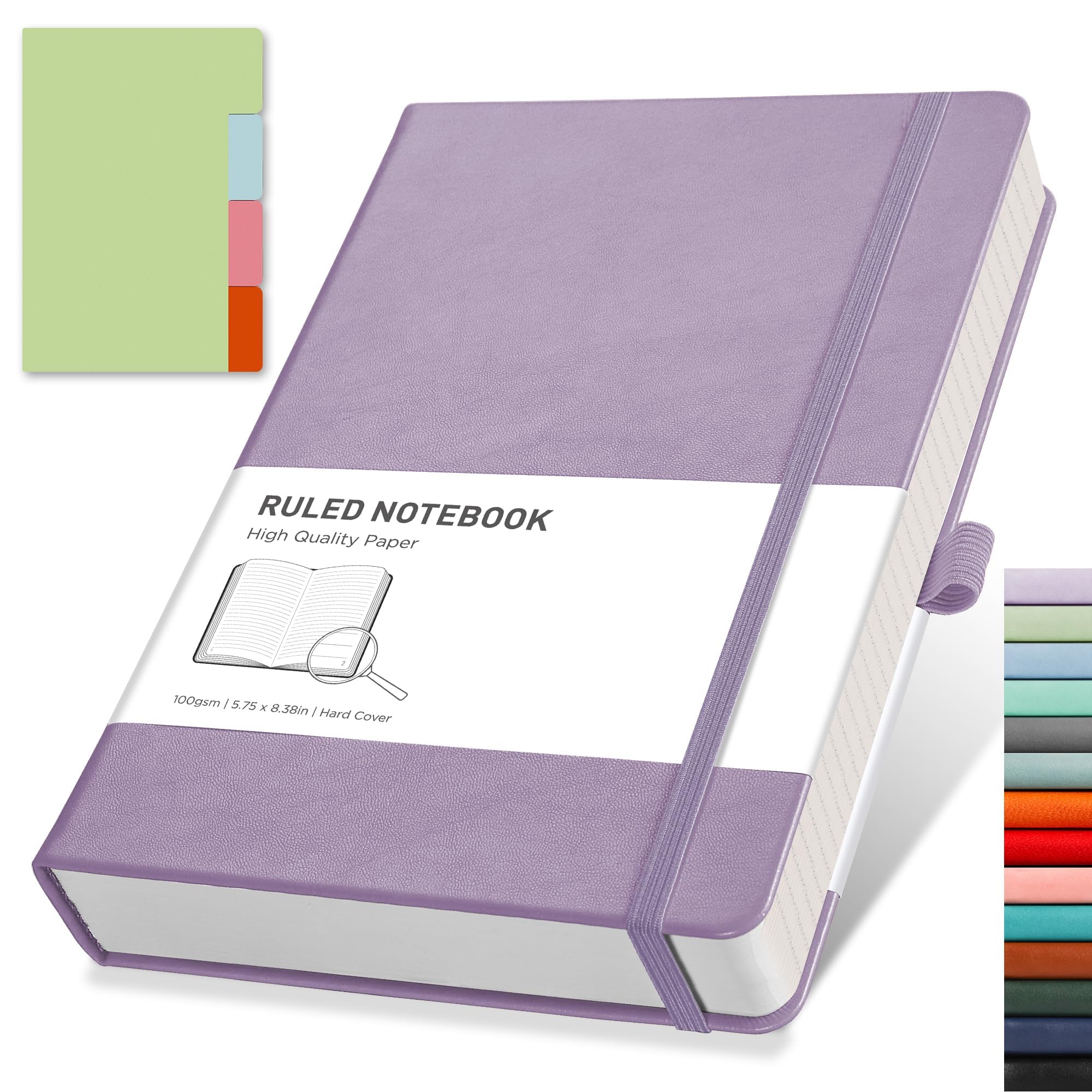 RETTACY Lined Journal Notebook - A5 Note Book Hardcover Notepad 192 Numbered Pages for Writing,100gsm Lined Paper, Leather Hardcover, for Women Men Work Office School,14.5 x 21cm - Purple — image 1