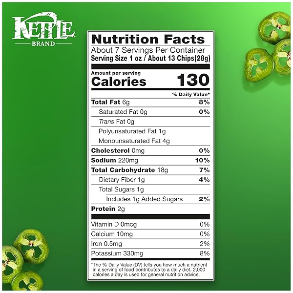 KETTLE BRAND POTATO CHIPS, AIR FRIED JALAPEÑO KETTLE CHIPS, 6.5 OZ BAG