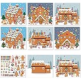 VABAMNA Christmas Party Favor for Kids - 30 Sheets Make a Gingerbread House DIY Craft Stickers Scenes for Xmas Holiday Activity Party Game Supplies, 15 Sets