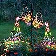Solar Lights Outdoor Decorative, 2 Pack Metal Solar Watering Can Lights Waterproof, Small Hanging Garden Decor Yard Lights Outside Patio Lawn, Gifts for Mom Grandma Women Birthday(Colorful)