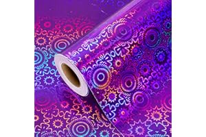 Burymento Purple Wrapping Paper Roll-17 IN×32.8 FT 1 Roll Metallic Holographic Gift Wrap for Christmas,Birthday,Wedding,Bride shower,Valentine's Day Foil Style - 46.5 sq.ft.