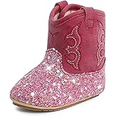 MK MATT KEELY Leather Western Boots Cowboy Bootie Soft Sole Non-Slip Crib Shoes for Baby Infant Toddler Girls Boys Newborn