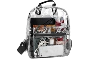 MADISON & DAKOTA Clear Mini Backpacks for Beach, Travel - Stadium Approved Bag with Adjustable Straps