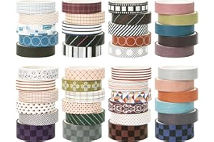 Lot de 44 rouleaux de ruban adhésif Washi de 10 mm et 15 mm de large pour fournitures de scrapbooking, loisirs créatifs, four