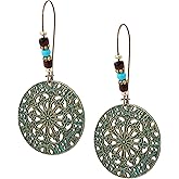 MINACHI Vintage Ethnic Bohemian Retro Antique Turquoise Color Theme Dangle Drop Earrings, Boho Jewelry Gift for Women