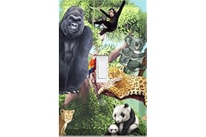 CREATE-A-MURAL Kids Light Switch Cover Plate Decorative Nursery Teen Toddler Room Decor Bedroom Bathroom Playroom (Jungle Animals)