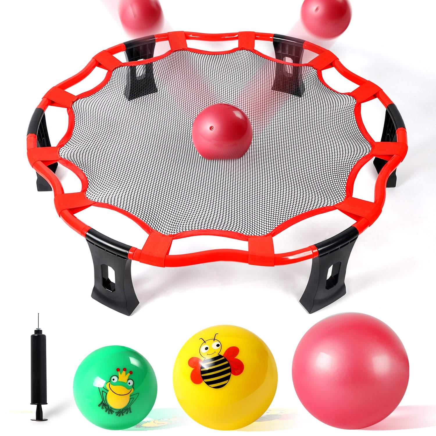 Photo 1 of CT SPORTS Roundnet Game Set – Affordable Alternative to Professional Sets – Reliable Quality for Backyard & Beach Fun – Includes 3 Balls, Pump & Carry Bag